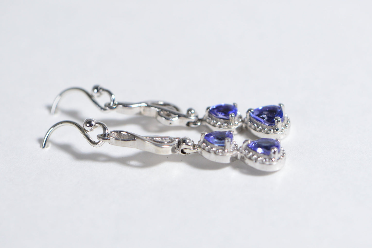 Natural Tanzanite teardrop Earrings Sterling silver Treble Clef Earrings Birthstone December