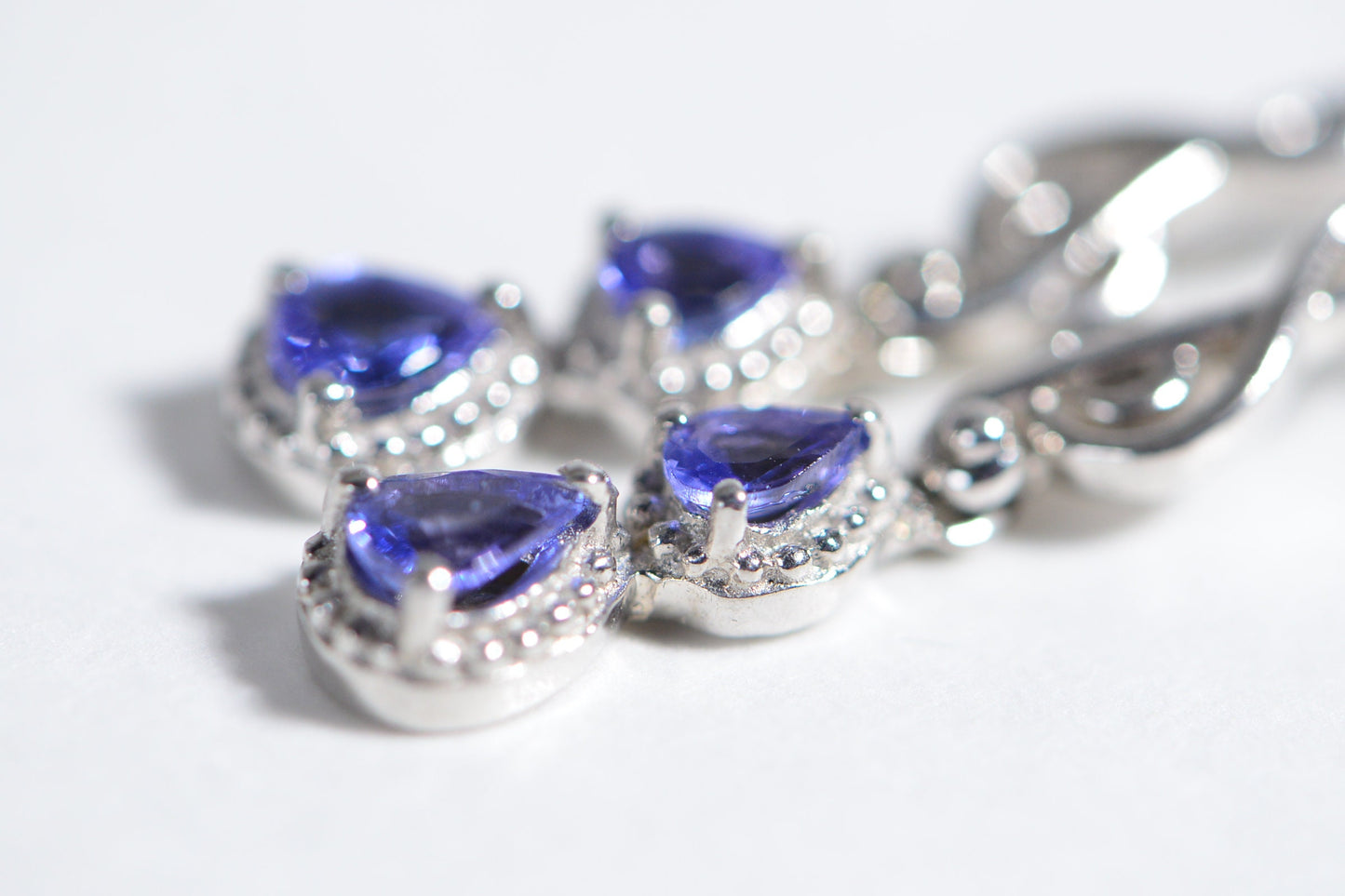 Natural Tanzanite teardrop Earrings Sterling silver Treble Clef Earrings Birthstone December