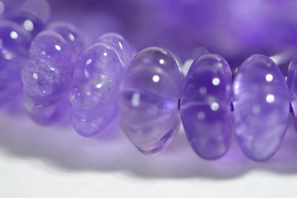 Light Amethyst Carved Floral Beads: Gemstone Jewelry Making (2pcs)