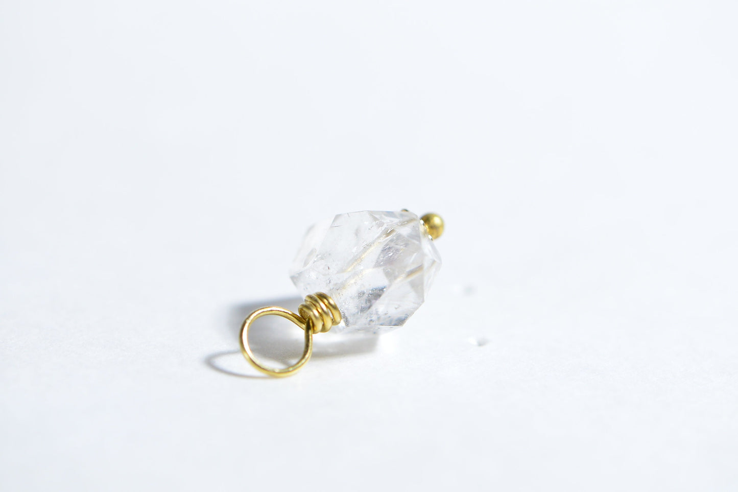 Herkimer Diamond Pendant, Raw Crystal 14K Gold Filled (14mm)