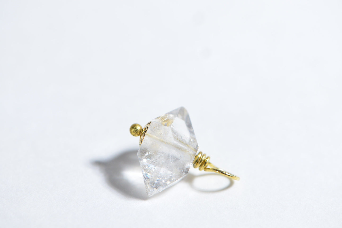 Herkimer Diamond Pendant, Raw Crystal 14K Gold Filled (14mm)