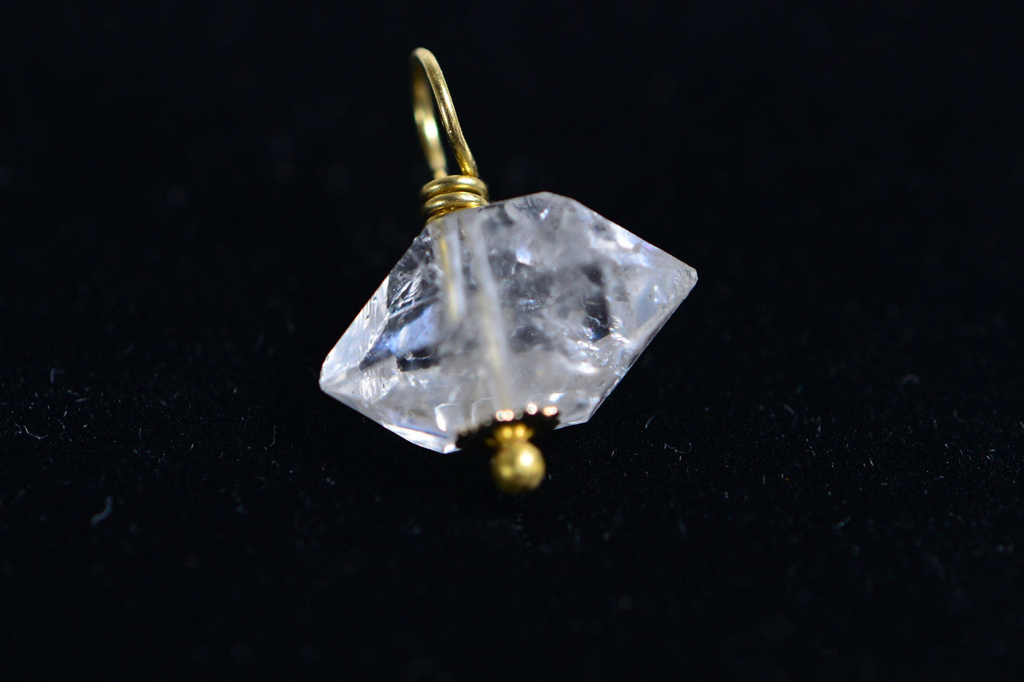 Herkimer Diamond Pendant, Raw Crystal 14K Gold Filled (14mm)