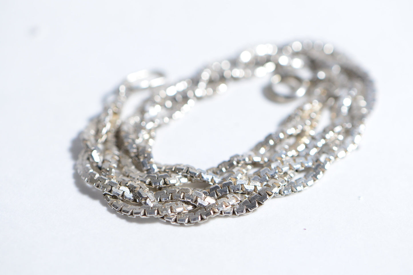 Braided Silver Chain Bracelet 925 Sterling Silver Hand made Gift for Her Herringbone