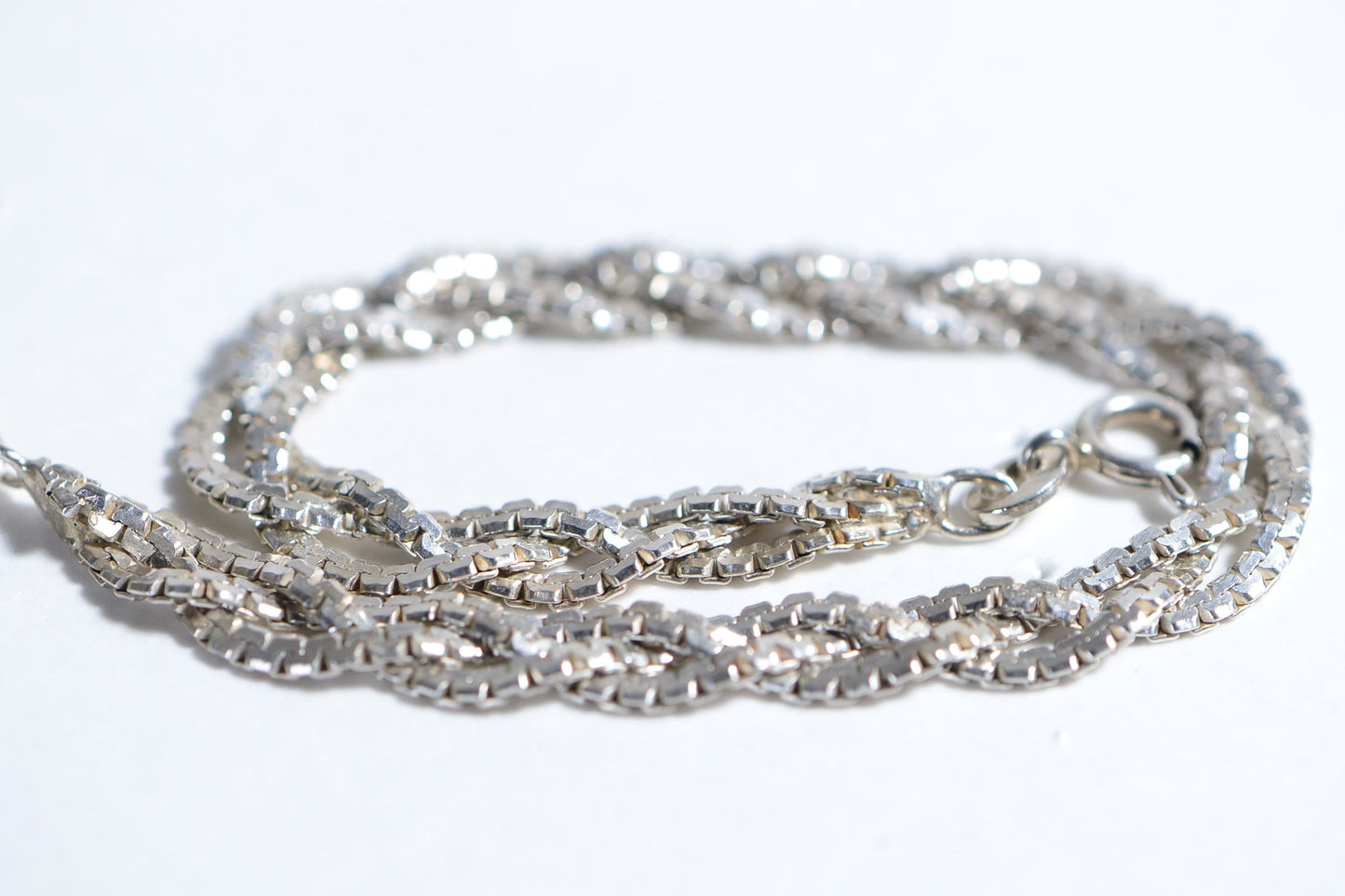 Braided Silver Chain Bracelet 925 Sterling Silver Hand made Gift for Her Herringbone