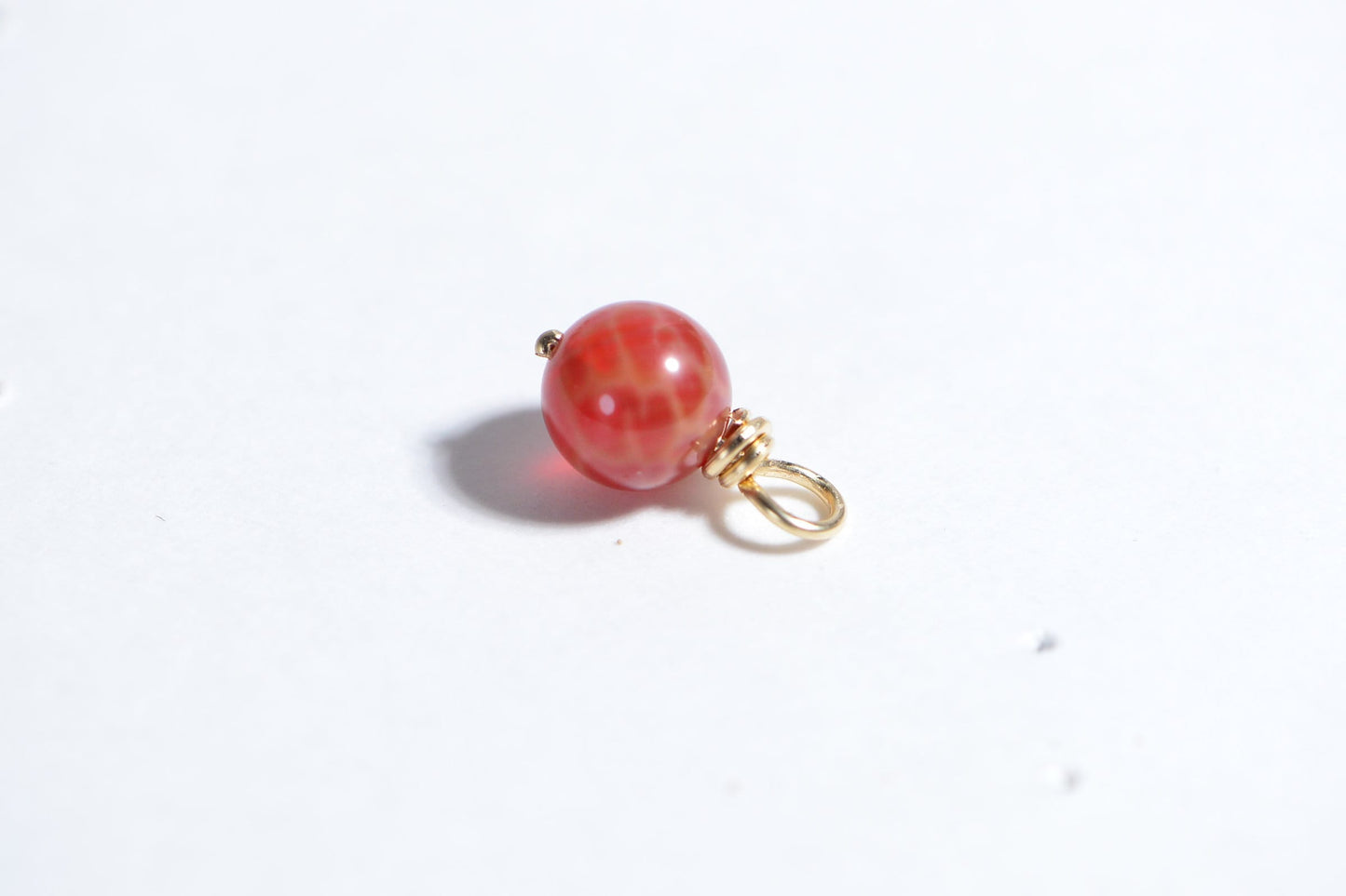 8mm Fire Agate 14K Gold Filled Wire Wrapped Charm Bead