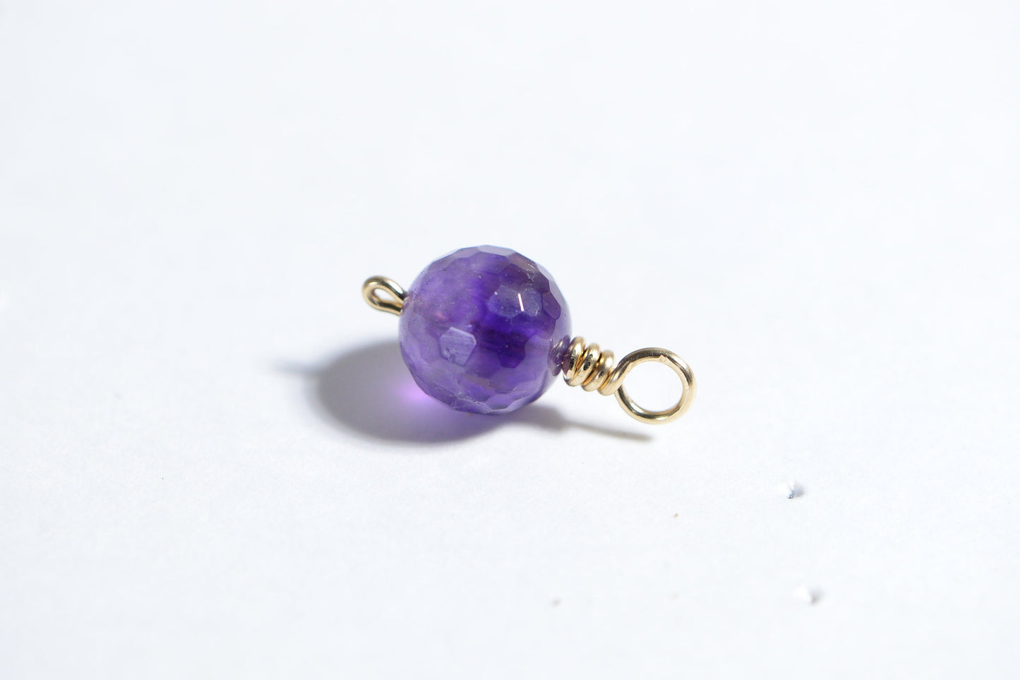 10mm Amethyst Charm: 14K Gold Filled Wire Wrapped February Birthstone