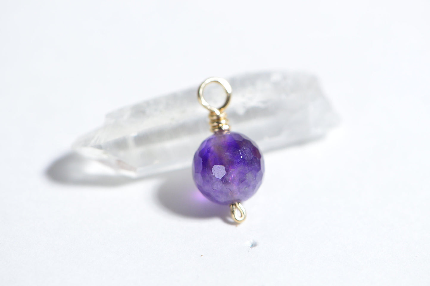 10mm Amethyst Charm: 14K Gold Filled Wire Wrapped February Birthstone