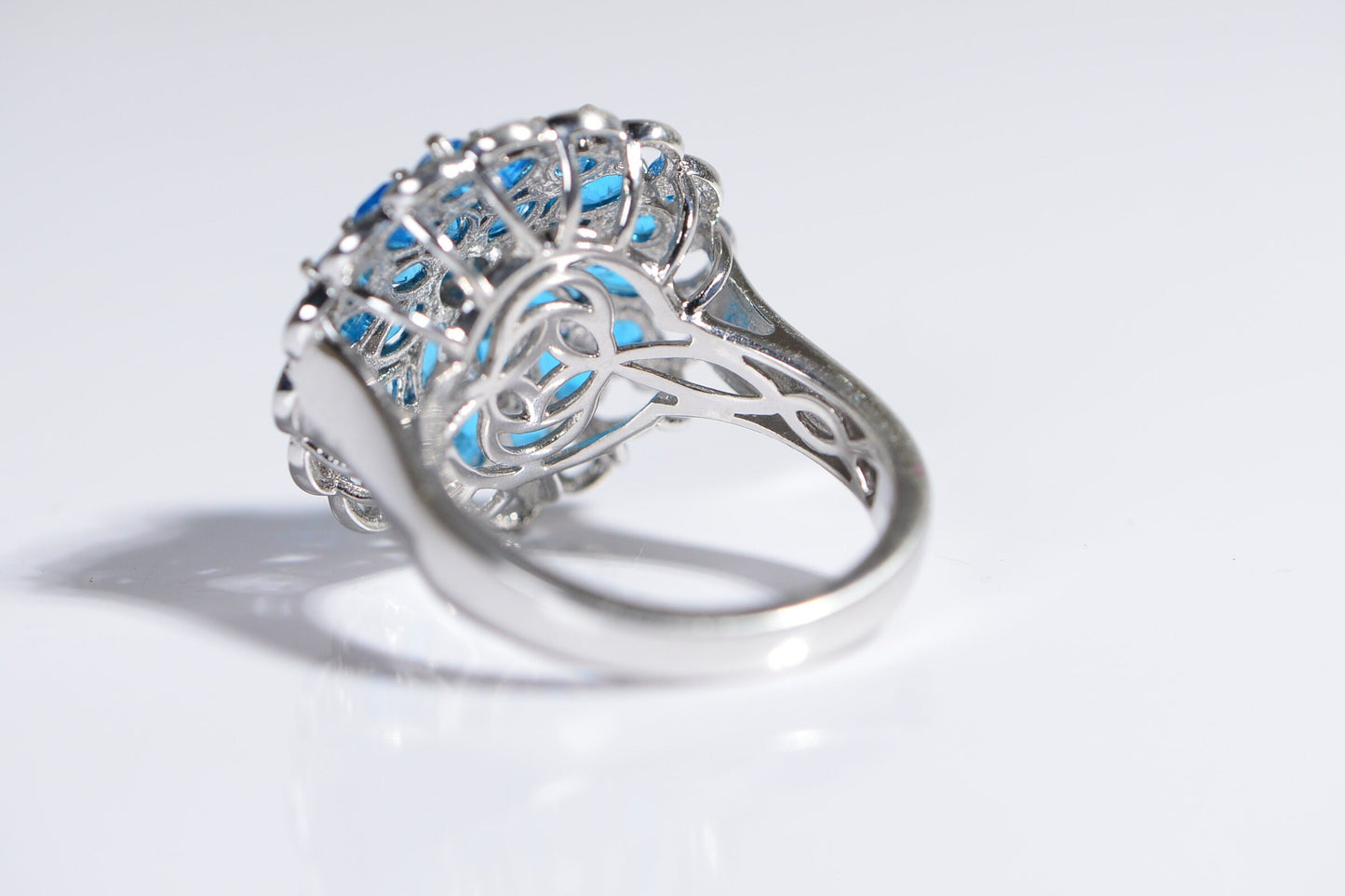Neon Apatite Cocktail Ring, Sterling Silver, Size 9.25