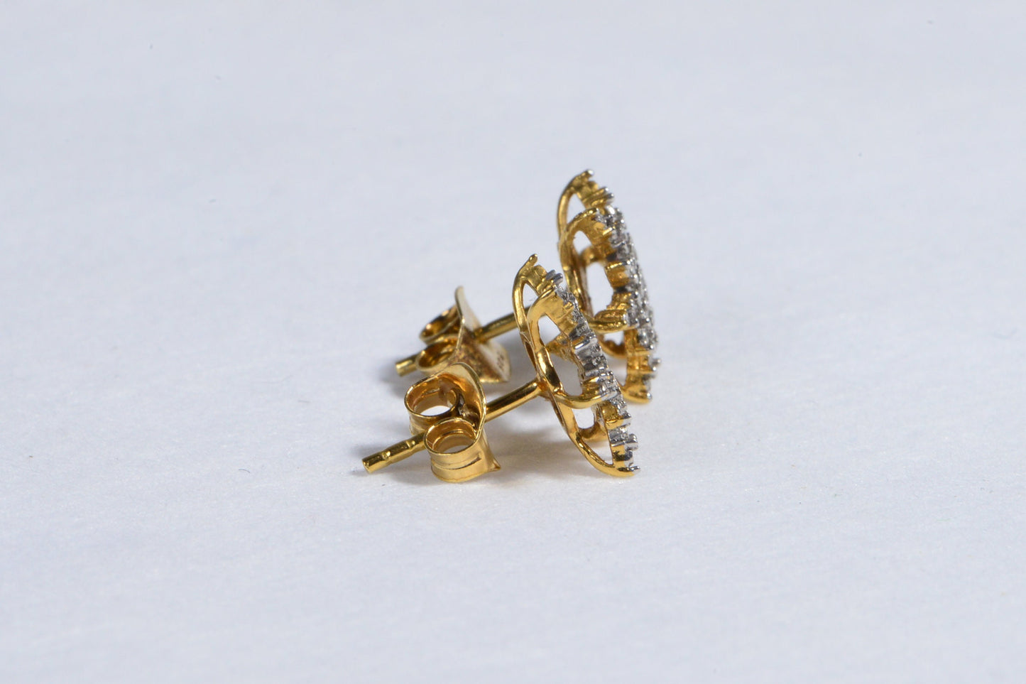 Diamond Starburst  Stud Earrings 14K White  Over Sterling Silver Vintage Post Earrings