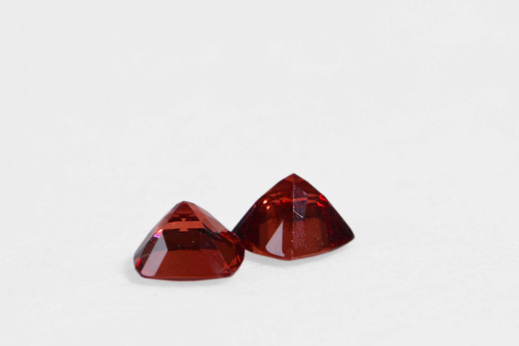 Padparadscha sapphire Princes Cut Two matched Pair Gemstone Point Back Cabochon