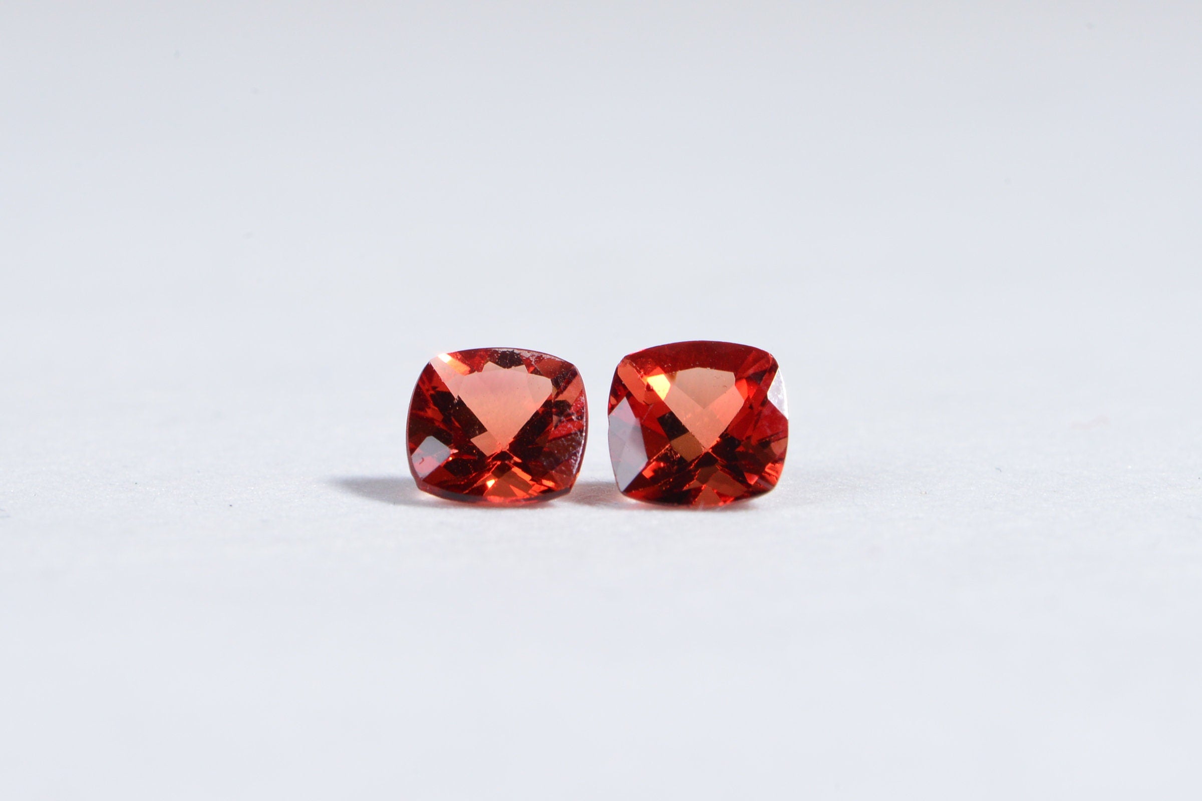 Padparadscha sapphire Princes Cut Two matched Pair Gemstone Point Back Cabochon