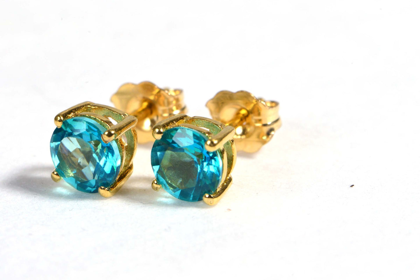 Blue Topaz Stud Earrings, 14K Gold Over Sterling Silver, November Birthstone