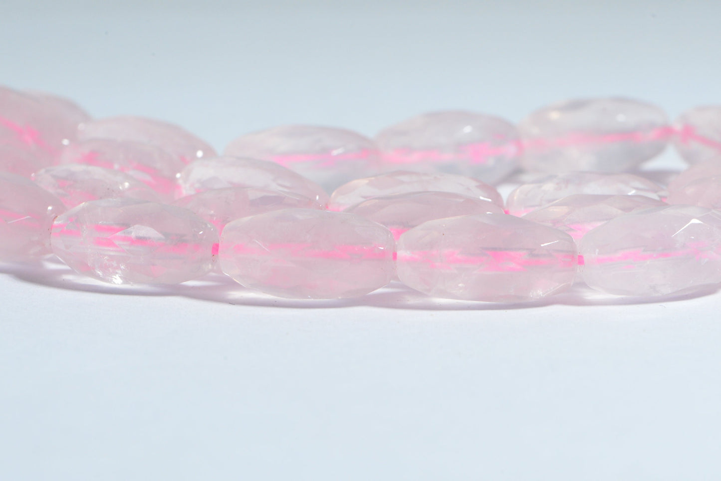 AAA Rose Quartz Faceted Barrel Beads: Crystal Pink Gemstone (2 beads)