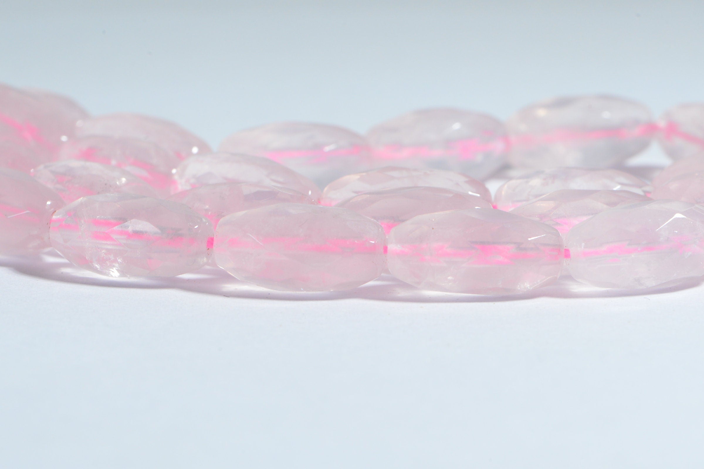 AAA Rose Quartz Faceted Barrel Beads: Crystal Pink Gemstone (2 beads)