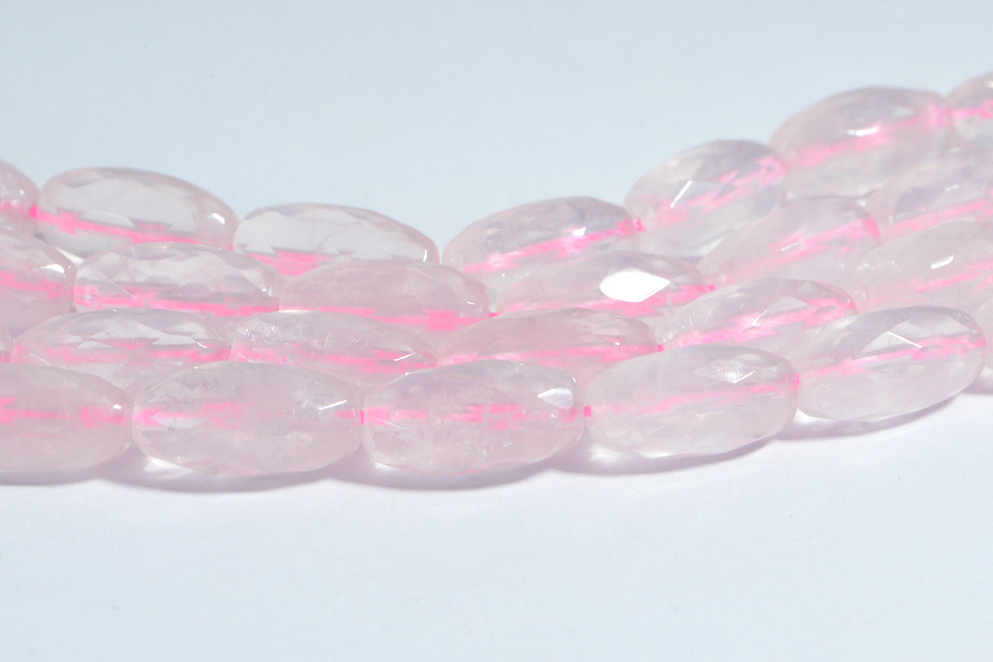 AAA Rose Quartz Faceted Barrel Beads: Crystal Pink Gemstone (2 beads)