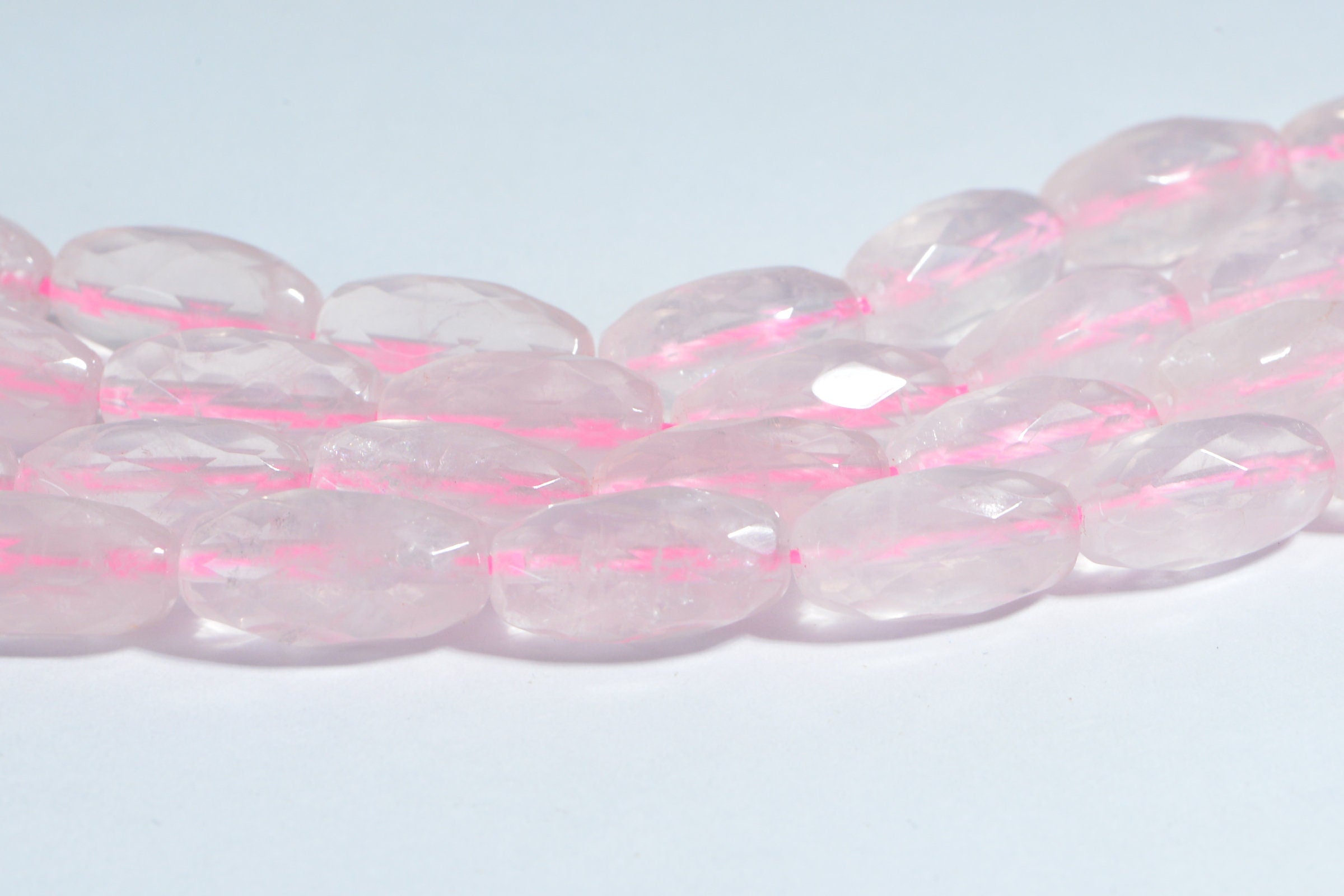 AAA Rose Quartz Faceted Barrel Beads: Crystal Pink Gemstone (2 beads)
