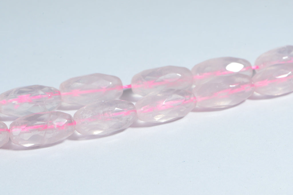 AAA Rose Quartz Faceted Barrel Beads: Crystal Pink Gemstone (2 beads)