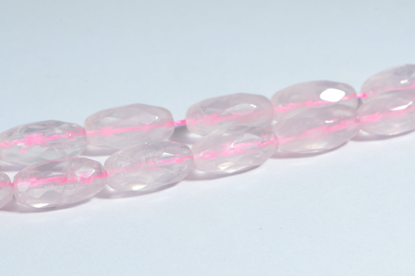 AAA Rose Quartz Faceted Barrel Beads: Crystal Pink Gemstone (2 beads)