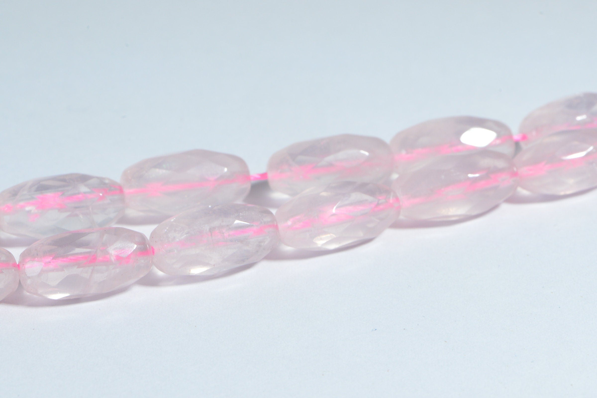AAA Rose Quartz Faceted Barrel Beads: Crystal Pink Gemstone (2 beads)