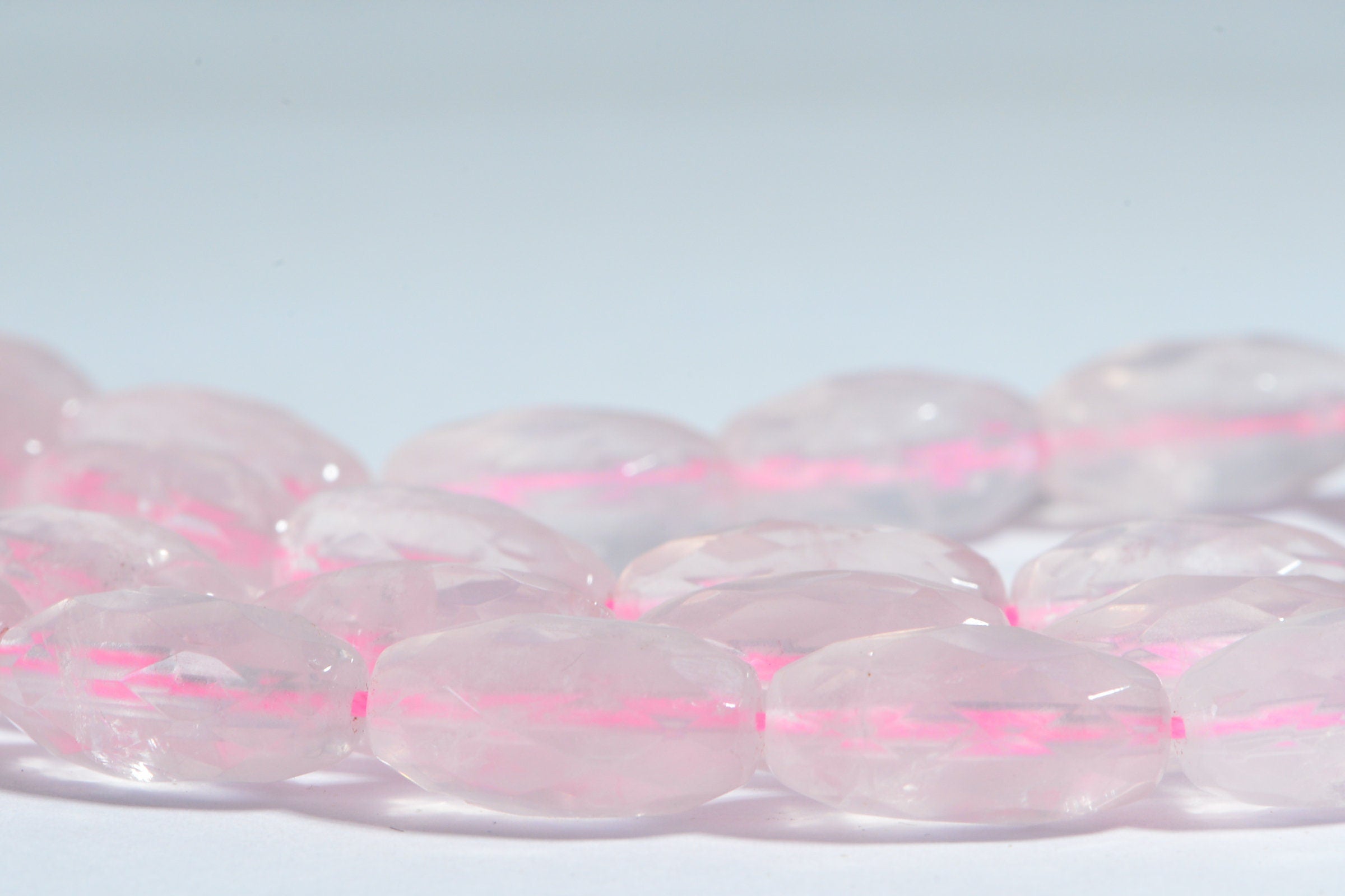 AAA Rose Quartz Faceted Barrel Beads: Crystal Pink Gemstone (2 beads)