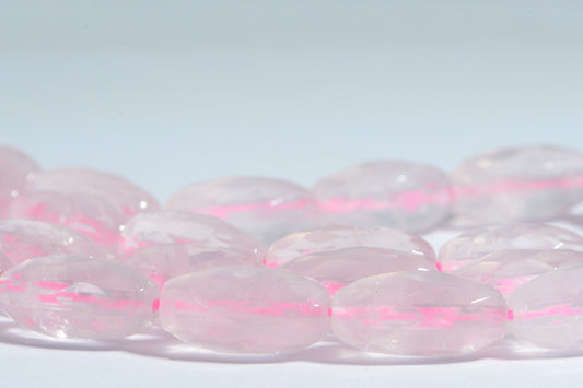 AAA Rose Quartz Faceted Barrel Beads: Crystal Pink Gemstone (2 beads)