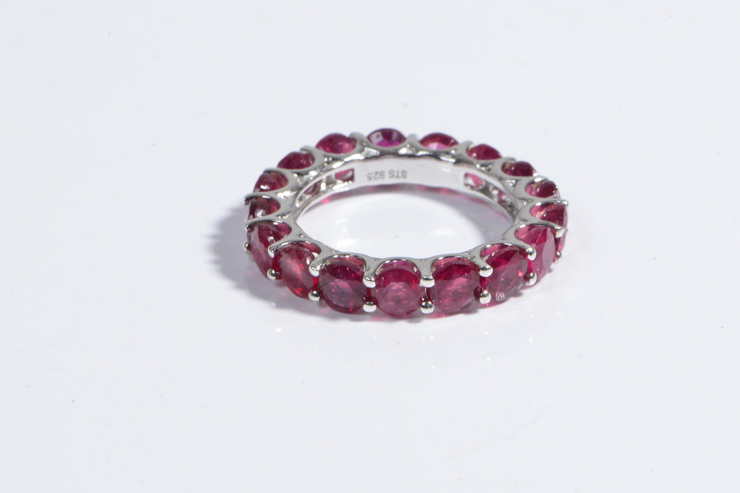 Natural Ruby Sterling Silver Ring - July Birthstone Band