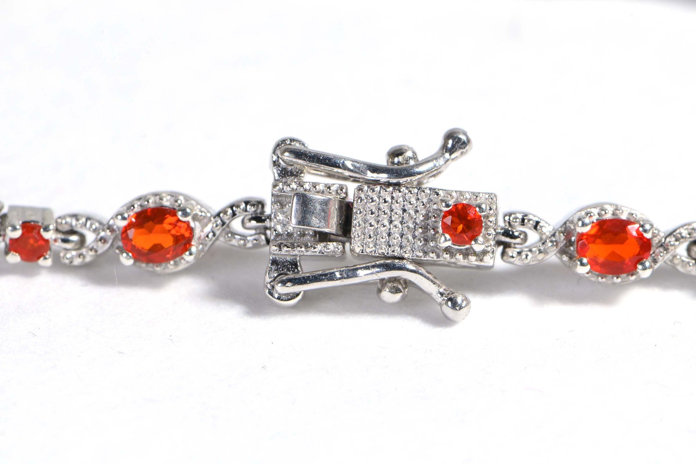 Fire Mexican Opal Bracelet Sterling Silver Tennis Bracelet Vintage Jewelry