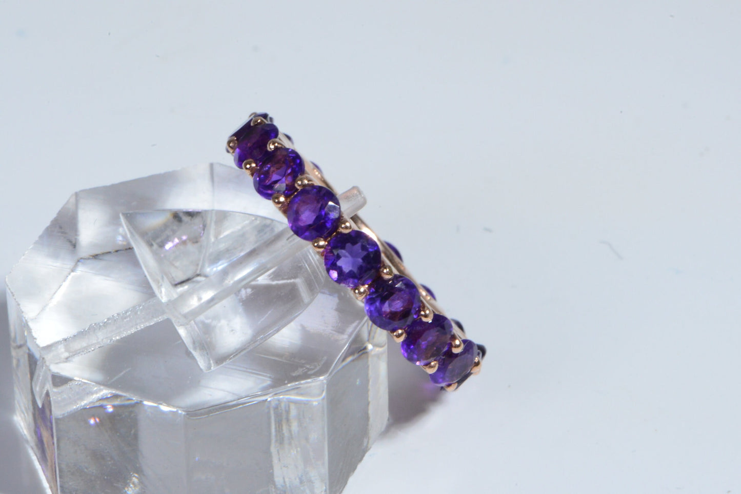 Natural Amethyst Rose Gold Sterling Silver Stack Ring Birthstone February Band Ring