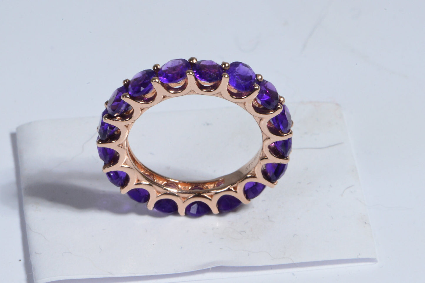 Natural Amethyst Rose Gold Sterling Silver Stack Ring Birthstone February Band Ring