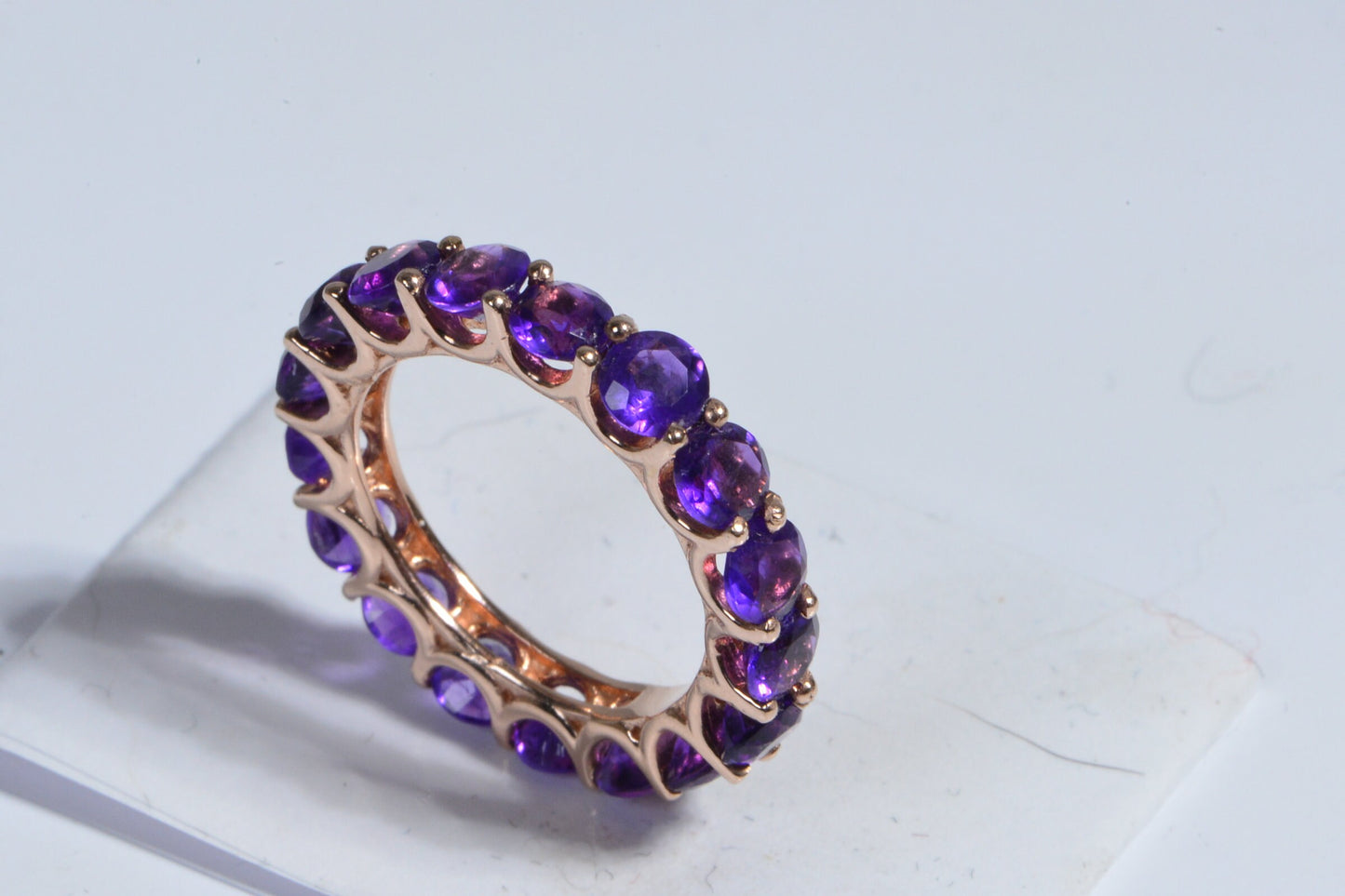 Natural Amethyst Rose Gold Sterling Silver Stack Ring Birthstone February Band Ring