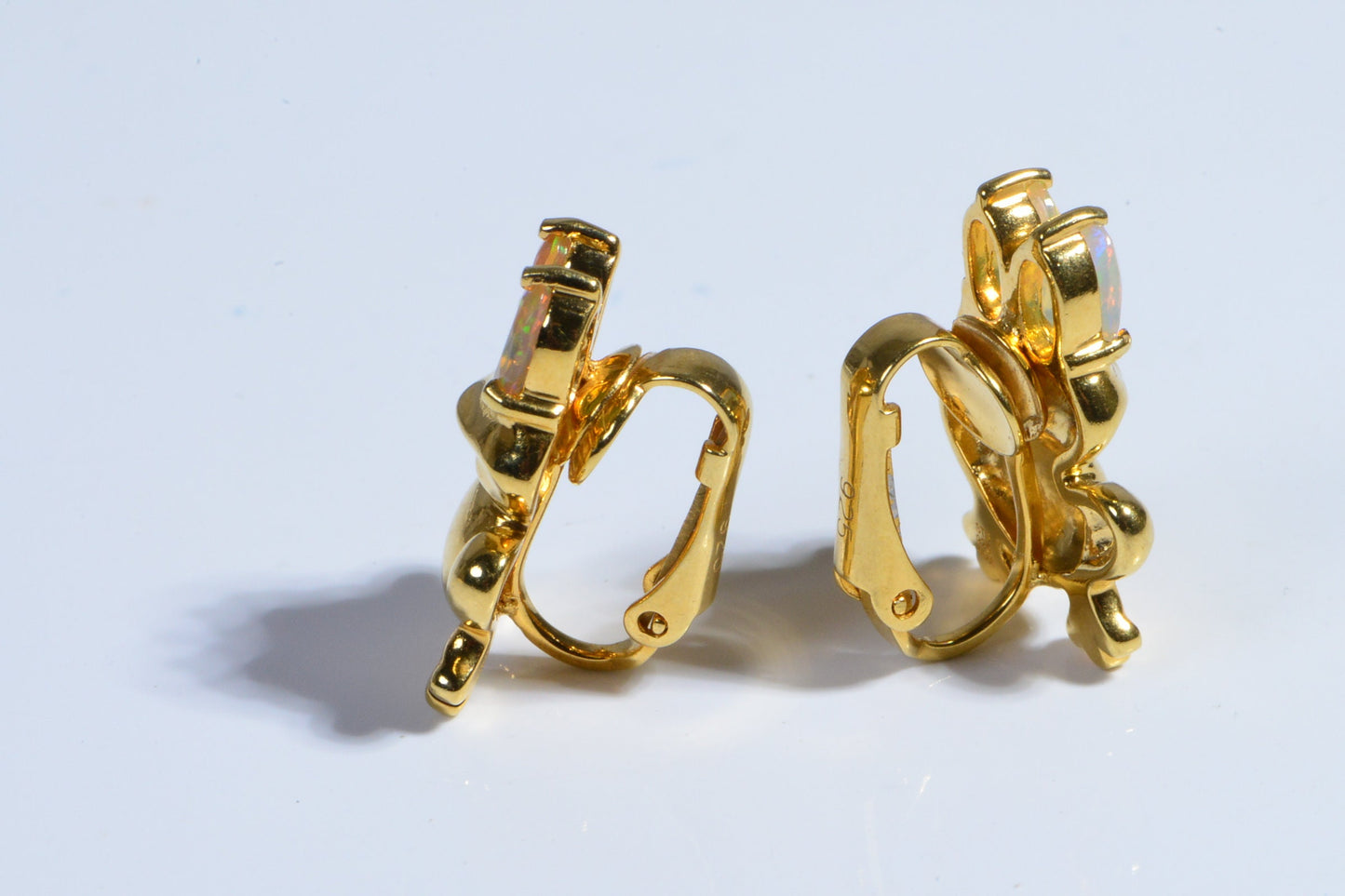 Gold Frog Clip On Earrings, Ethiopian Opal, Fun Jewelry