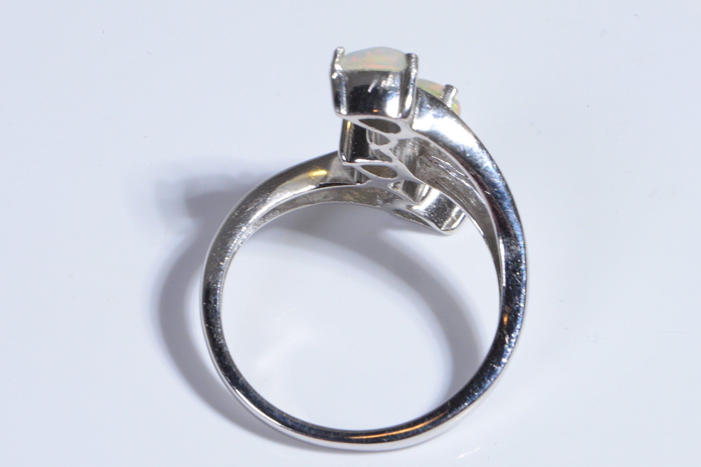 Australian Opal Sterling Silver Cluster Ring - October Birthstone