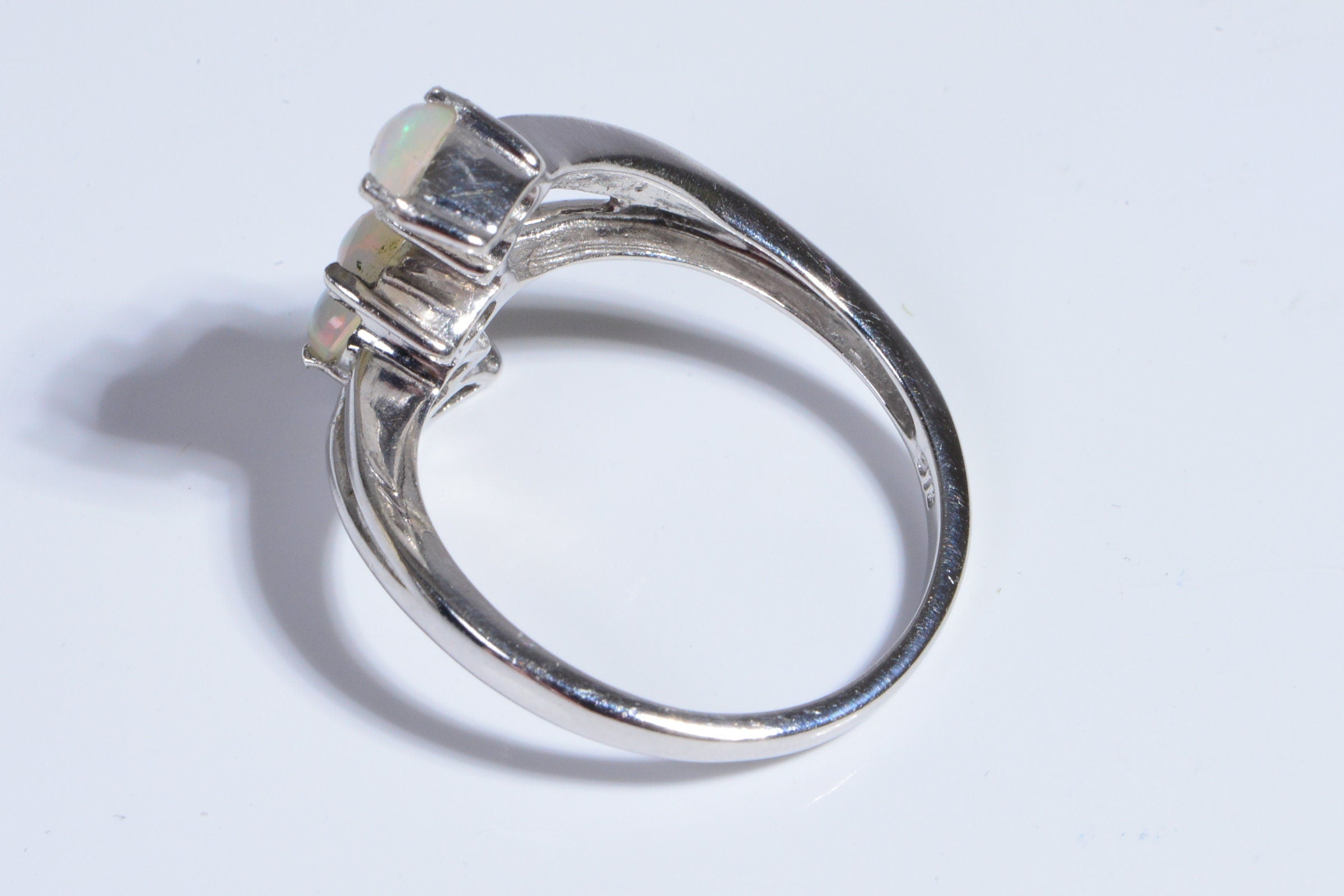 Australian Opal Sterling Silver Cluster Ring - October Birthstone