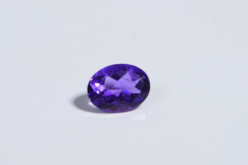 9X6.7mm Natural Amethyst Oval Faceted Cab Ring Size Dark Purple Crystal Cabochon