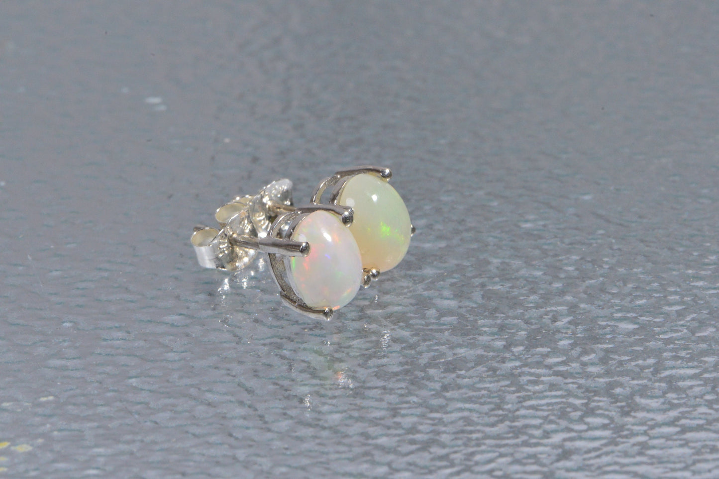 Ethiopian Welo Opal Studs Earrings Prong Set Sterling silver Tiny Post Earrings Birthstone Jewelry