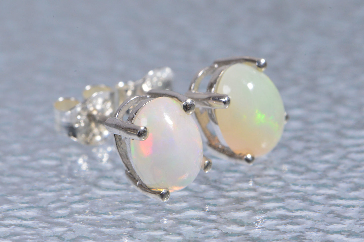 Ethiopian Welo Opal Studs Earrings Prong Set Sterling silver Tiny Post Earrings Birthstone Jewelry