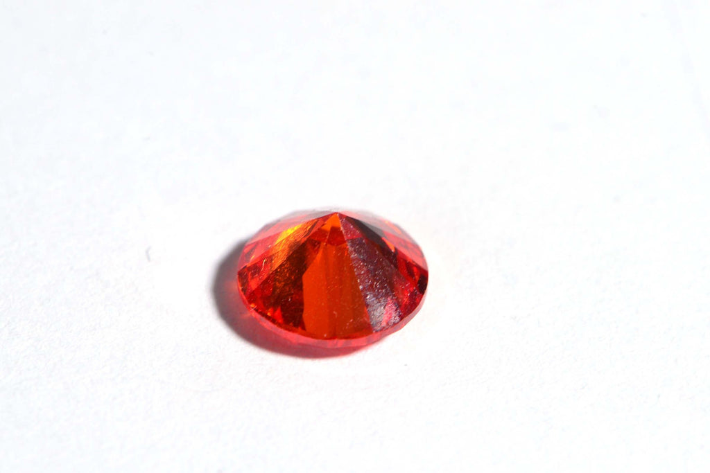 Orange Sapphire Facet Round Point Back Cabochon Simulated Orange Diamond