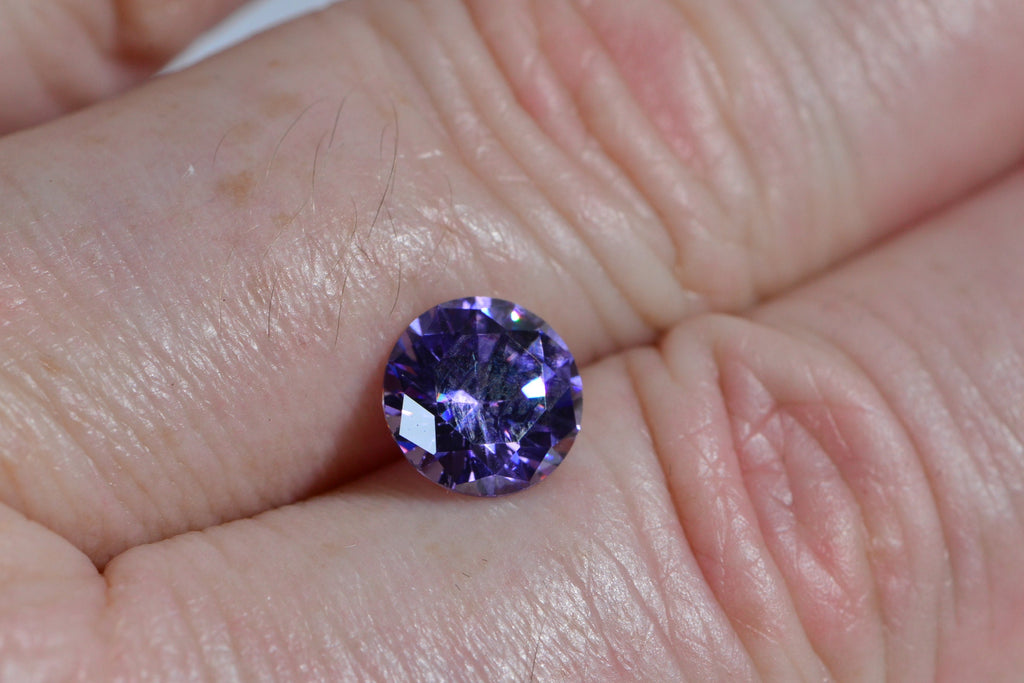 Purple Diamond Round Cut Faceted Cabochon Zircon pointed back cabs loose cabochons