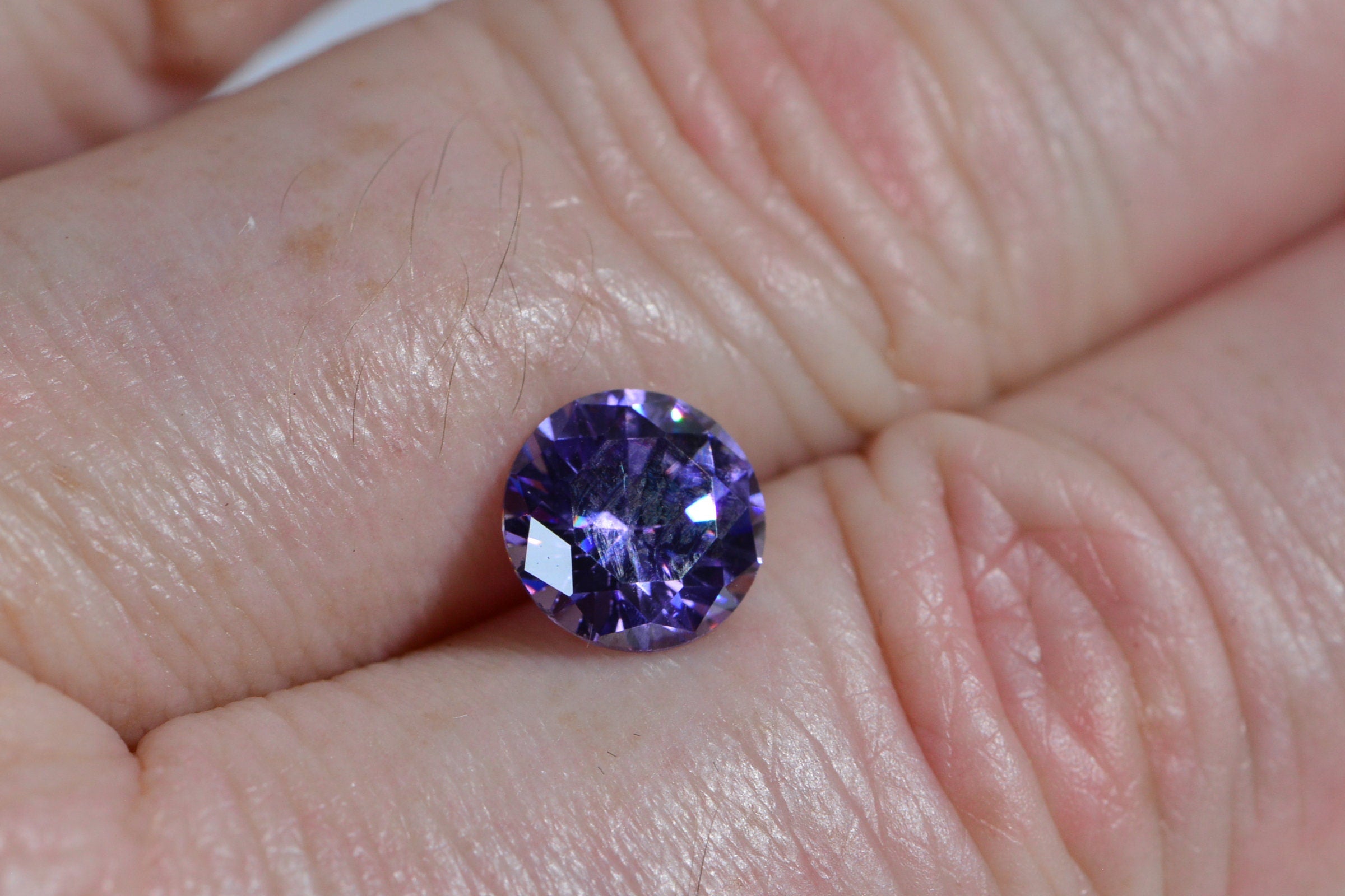Purple Diamond Round Cut Faceted Cabochon Zircon pointed back cabs loose cabochons