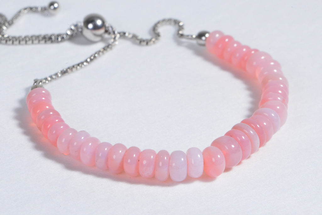 Peruvian Pink Opal Bracelet Bolo Adjustable Sterling silver  Gemstone Birthstone October