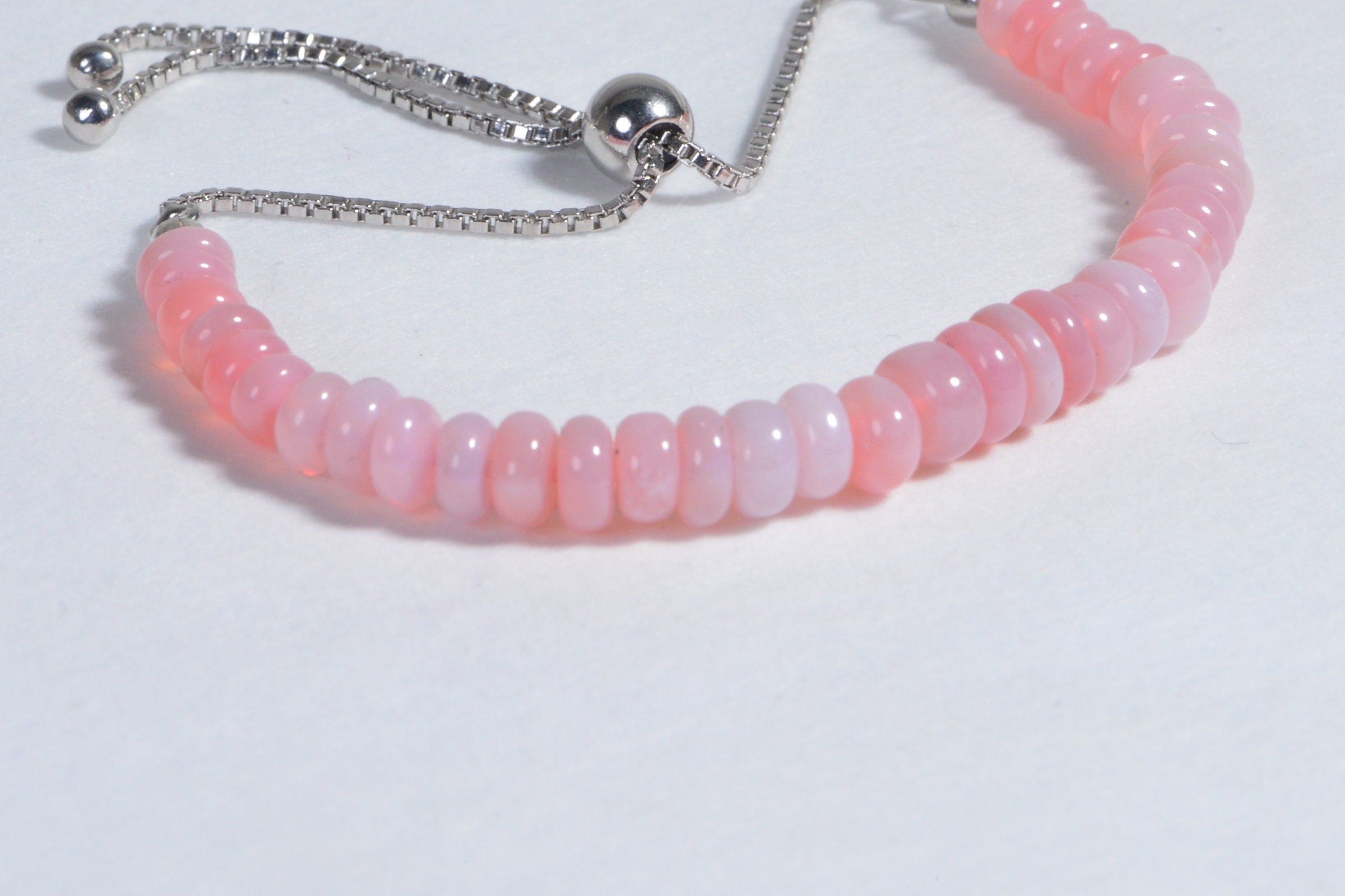 Peruvian Pink Opal Bracelet Bolo Adjustable Sterling silver  Gemstone Birthstone October