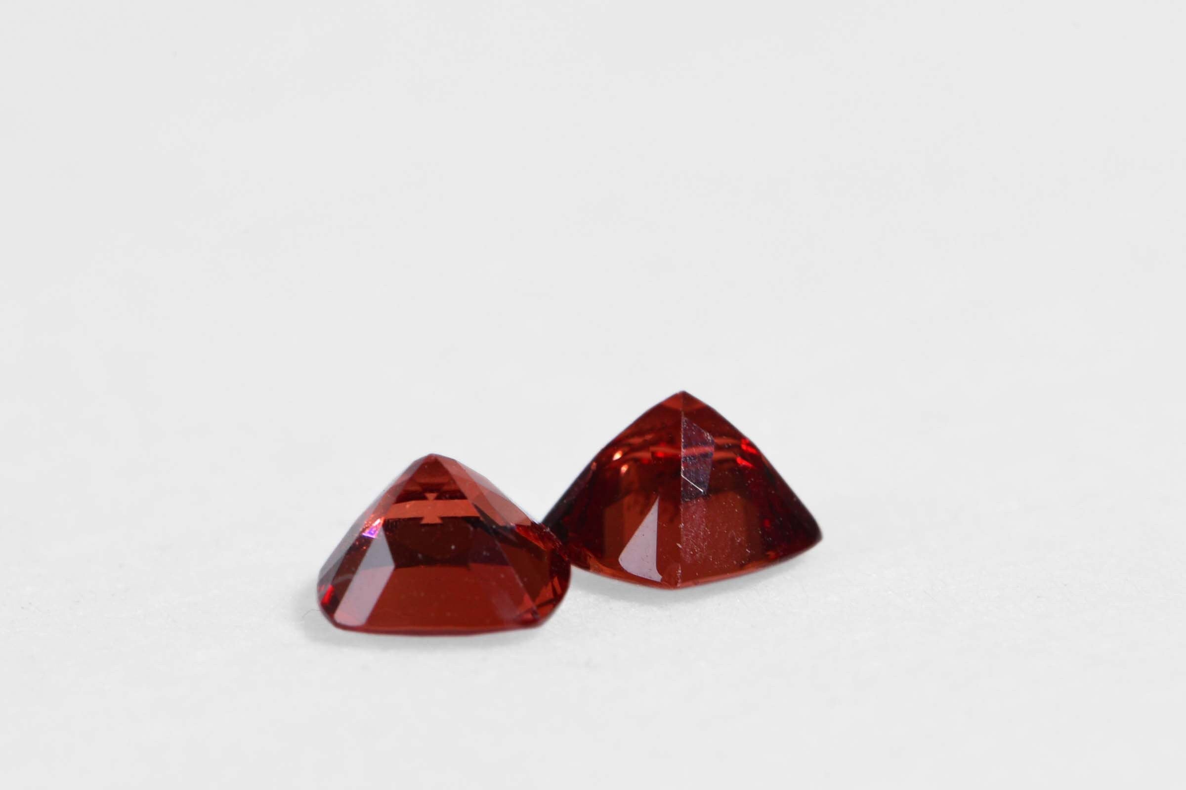 Padparadscha sapphire Princes Cut Two matched Pair Gemstone Point Back Cabochon