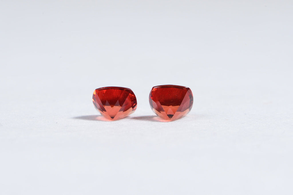 Padparadscha sapphire Princes Cut Two matched Pair Gemstone Point Back Cabochon