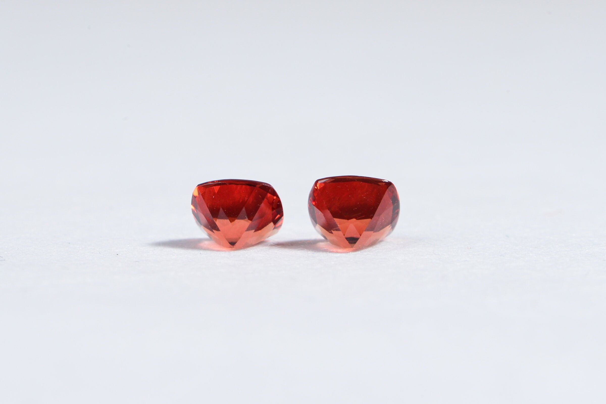 Padparadscha sapphire Princes Cut Two matched Pair Gemstone Point Back Cabochon