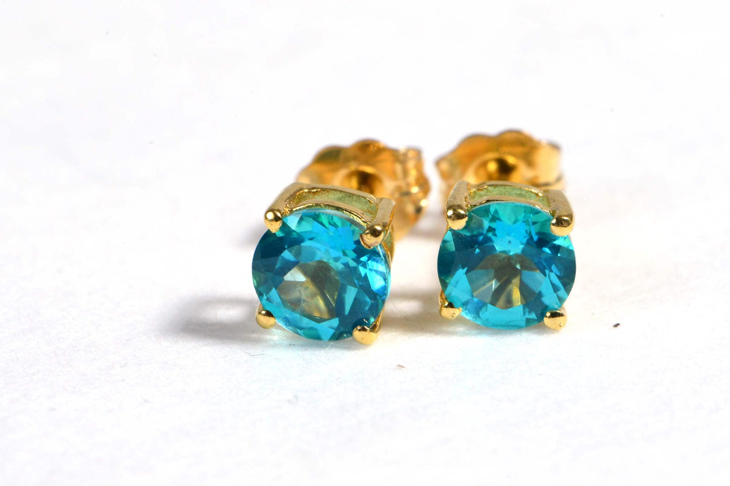 Blue Topaz Stud Earrings, 14K Gold Over Sterling Silver, November Birthstone