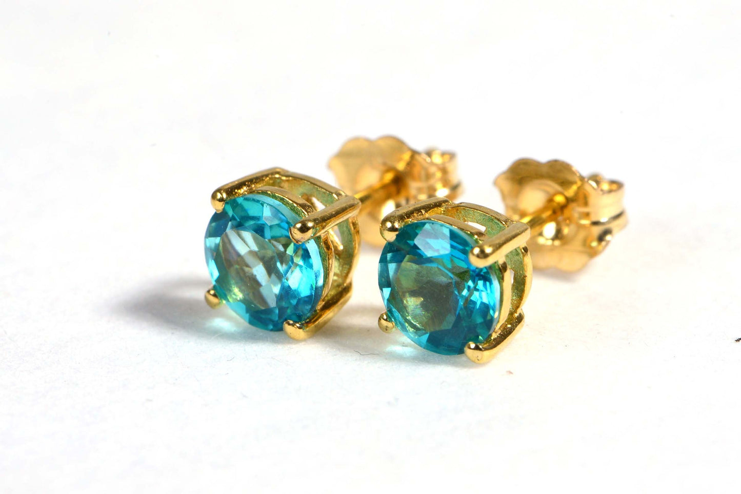 Blue Topaz Stud Earrings, 14K Gold Over Sterling Silver, November Birthstone