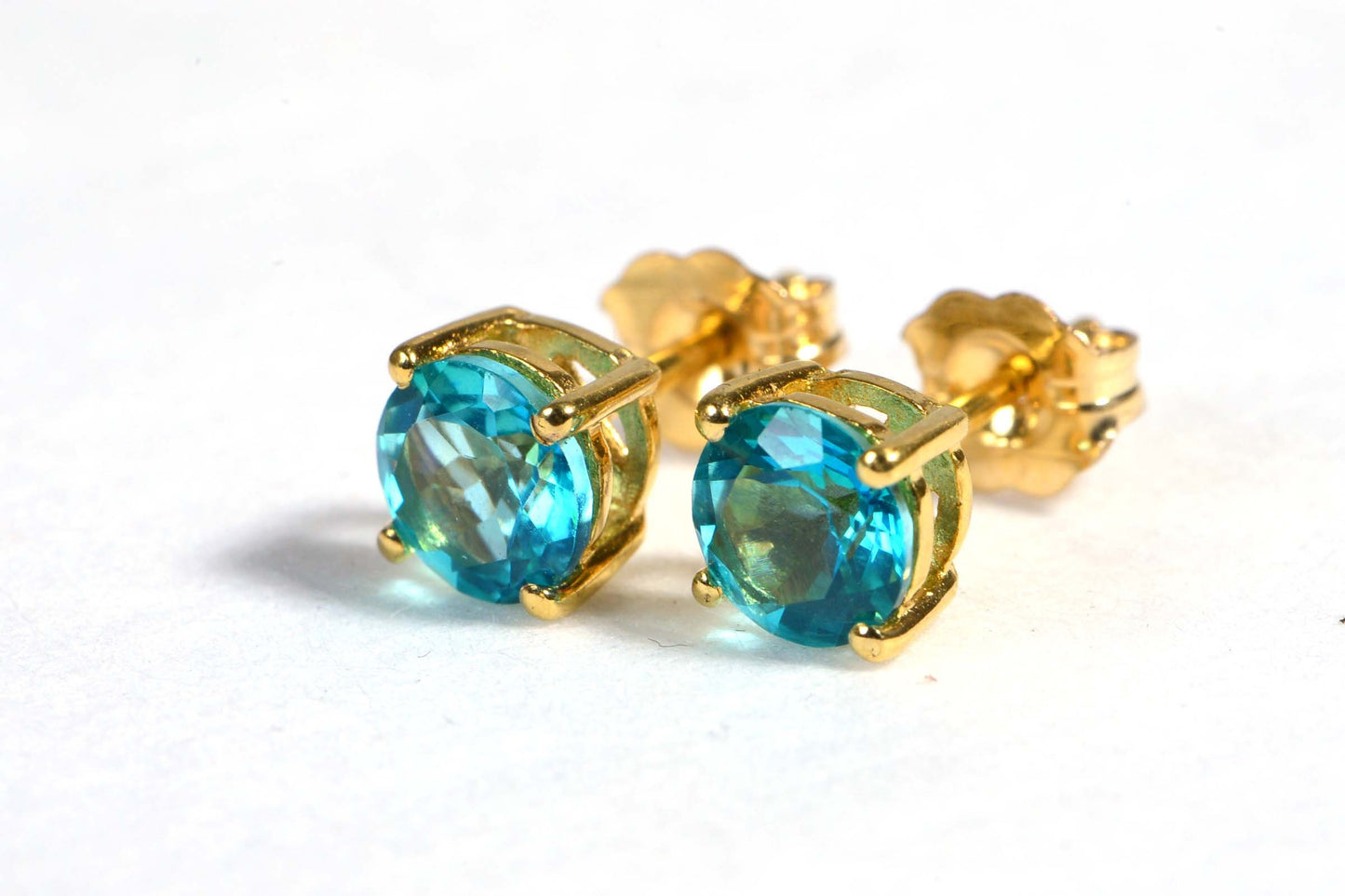 Blue Topaz Stud Earrings, 14K Gold Over Sterling Silver, November Birthstone