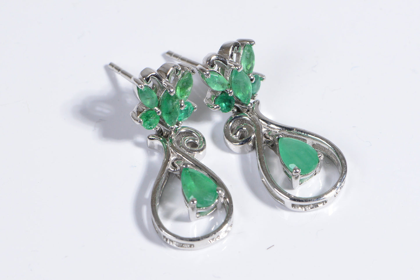 Colombian Emerald Sterling Silver Teardrop Earrings, May Birthstone