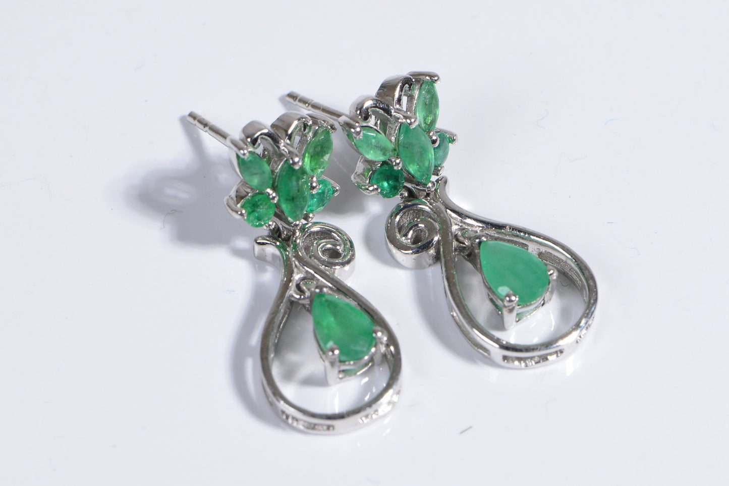 Colombian Emerald Sterling Silver Teardrop Earrings, May Birthstone