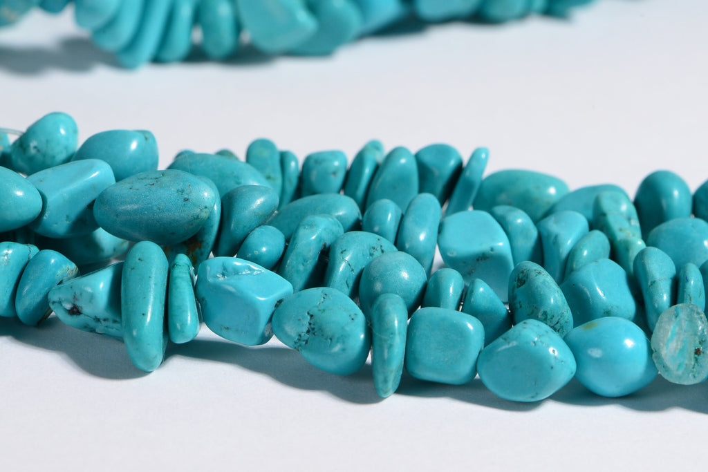 Magnetite Turquoise Teal Nugget Beads Full strand